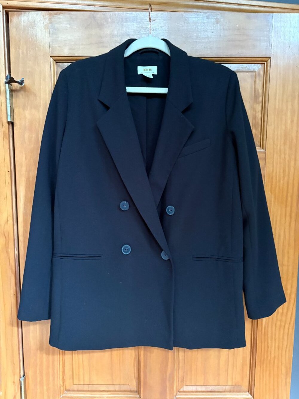 Maeve Anthropologie Double Breasted Blazer Size 2 Black Oversized Suit Jacket